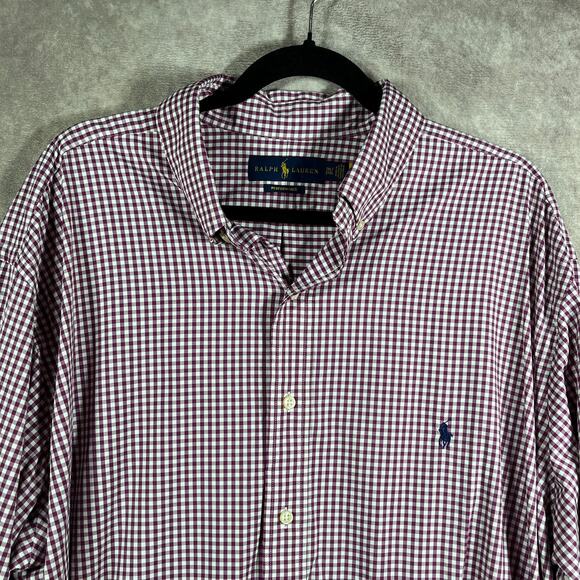Ralph Lauren Performance Shirt Mens 2XLT Purple Checkered Button Down Preppy - Picture 1 of 10